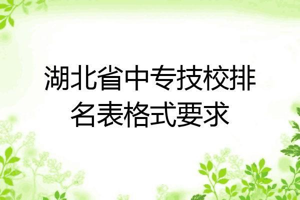 湖北省中专技校排名表格式要求