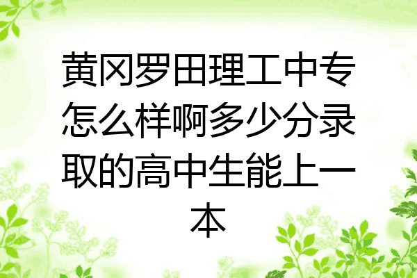 黄冈罗田理工中专怎么样啊多少分录取的高中生能上一本