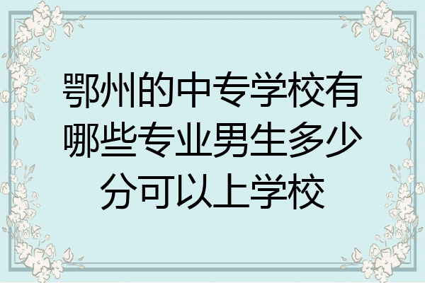 鄂州的中专学校有哪些专业男生多少分可以上学校