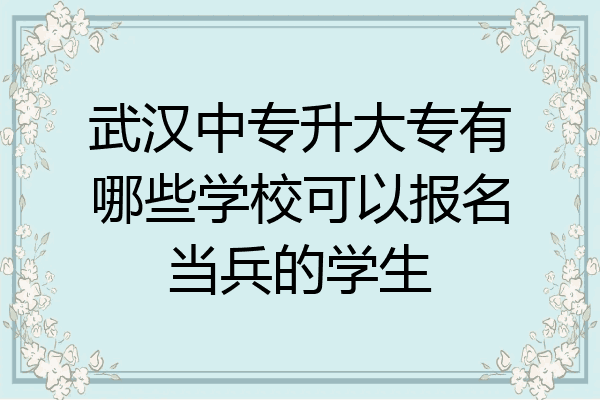 武汉中专升大专有哪些学校可以报名当兵的学生