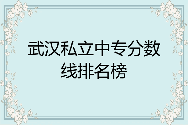 武汉私立中专分数线排名榜