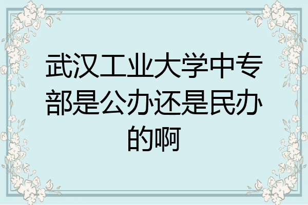 武汉工业大学中专部是公办还是民办的啊