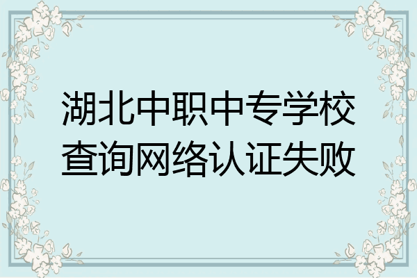 湖北中职中专学校查询网络认证失败