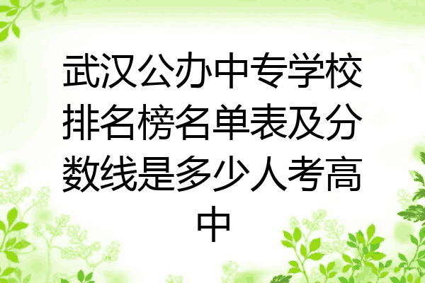 武汉公办中专学校排名榜名单表及分数线是多少人考高中