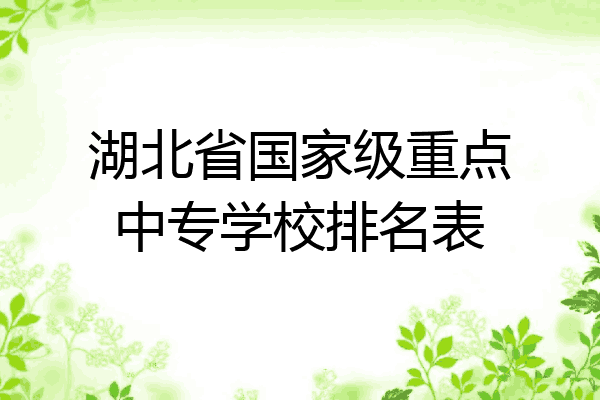 湖北省国家级重点中专学校排名表