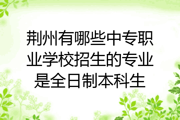 荆州有哪些中专职业学校招生的专业是全日制本科生