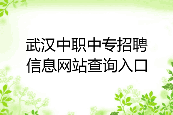 武汉中职中专招聘信息网站查询入口