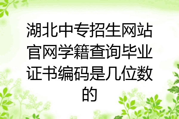 湖北中专招生网站官网学籍查询毕业证书编码是几位数的