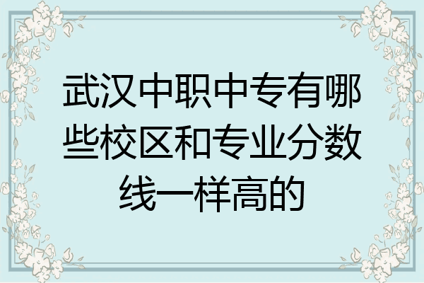 武汉中职中专有哪些校区和专业分数线一样高的