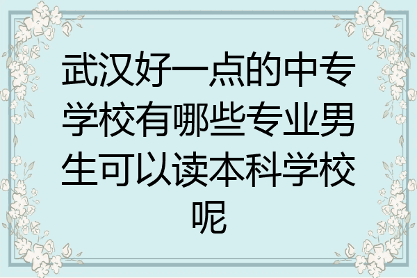 武汉好一点的中专学校有哪些专业男生可以读本科学校呢