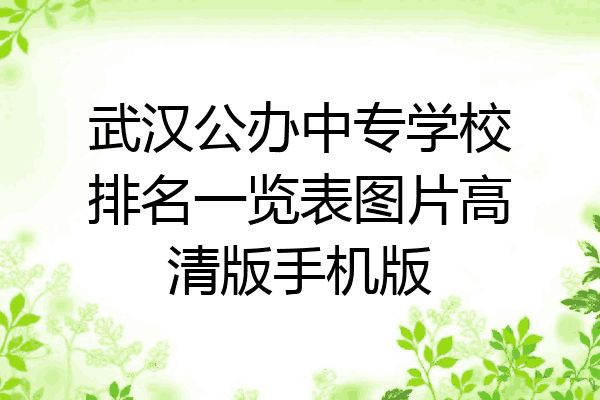 武汉公办中专学校排名一览表图片高清版手机版
