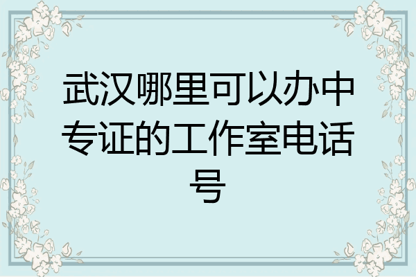 武汉哪里可以办中专证的工作室电话号