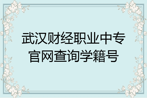 武汉财经职业中专官网查询学籍号