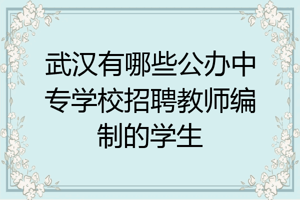 武汉有哪些公办中专学校招聘教师编制的学生
