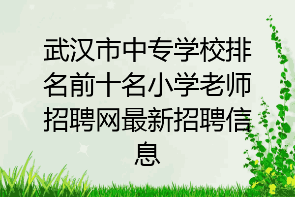 武汉市中专学校排名前十名小学老师招聘网最新招聘信息