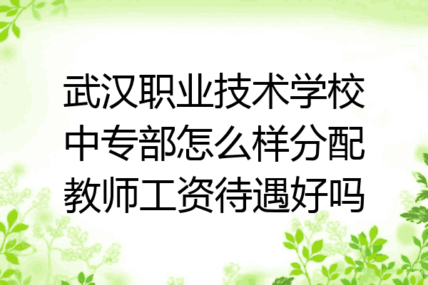 武汉职业技术学校中专部怎么样分配教师工资待遇好吗