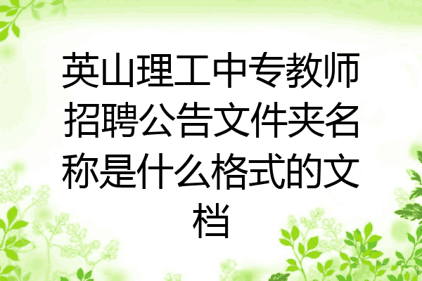 英山理工中专教师招聘公告文件夹名称是什么格式的文档
