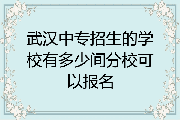武汉中专招生的学校有多少间分校可以报名