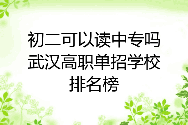 初二可以读中专吗武汉高职单招学校排名榜
