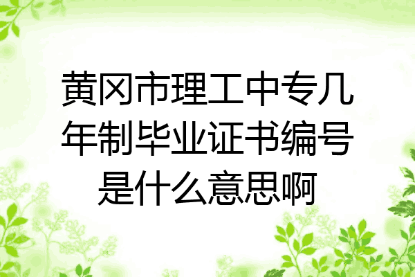 黄冈市理工中专几年制毕业证书编号是什么意思啊