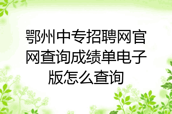 鄂州中专招聘网官网查询成绩单电子版怎么查询