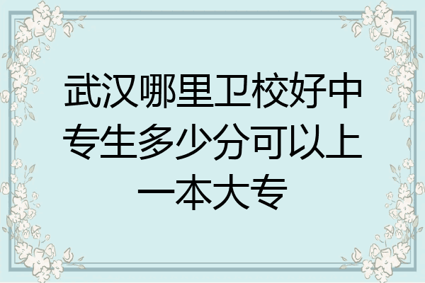 武汉哪里卫校好中专生多少分可以上一本大专