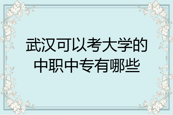 武汉可以考大学的中职中专有哪些