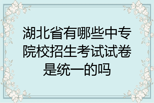 湖北省有哪些中专院校招生考试试卷是统一的吗