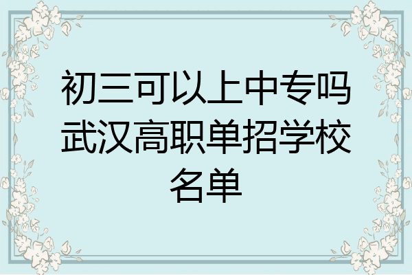 初三可以上中专吗武汉高职单招学校名单