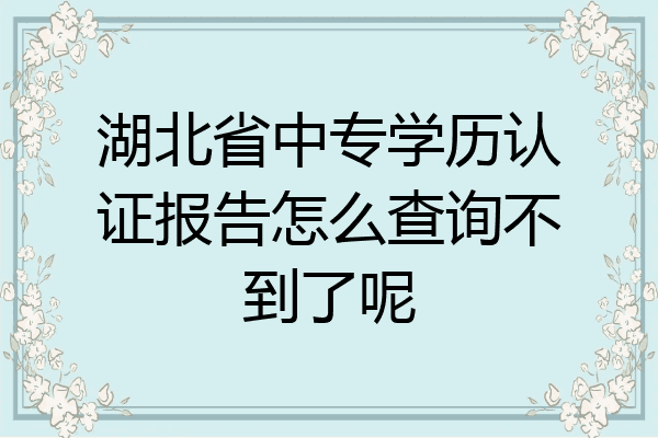 湖北省中专学历认证报告怎么查询不到了呢
