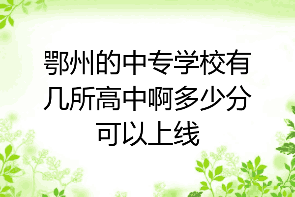 鄂州的中专学校有几所高中啊多少分可以上线
