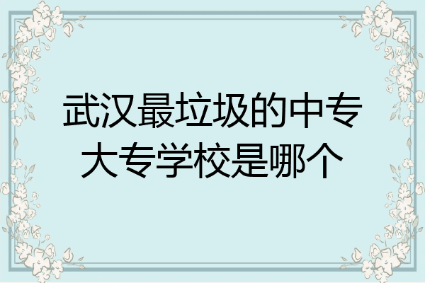 武汉最垃圾的中专大专学校是哪个