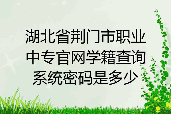 湖北省荆门市职业中专官网学籍查询系统密码是多少