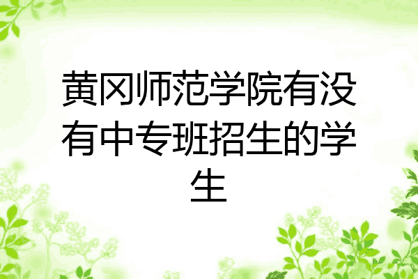 黄冈师范学院有没有中专班招生的学生