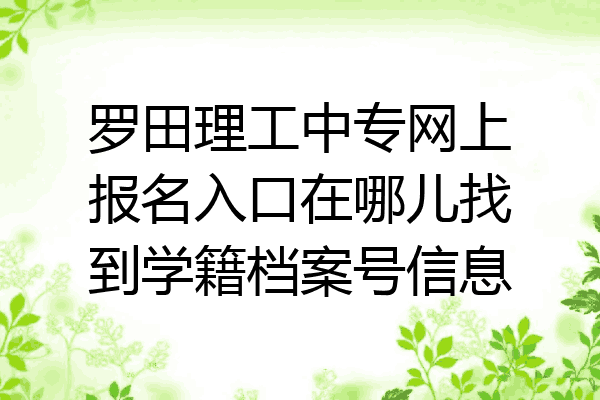 罗田理工中专网上报名入口在哪儿找到学籍档案号信息