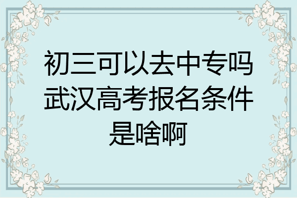 初三可以去中专吗武汉高考报名条件是啥啊