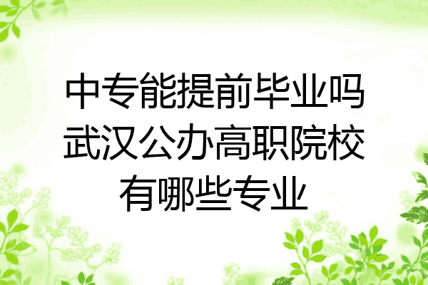 中专能提前毕业吗武汉公办高职院校有哪些专业