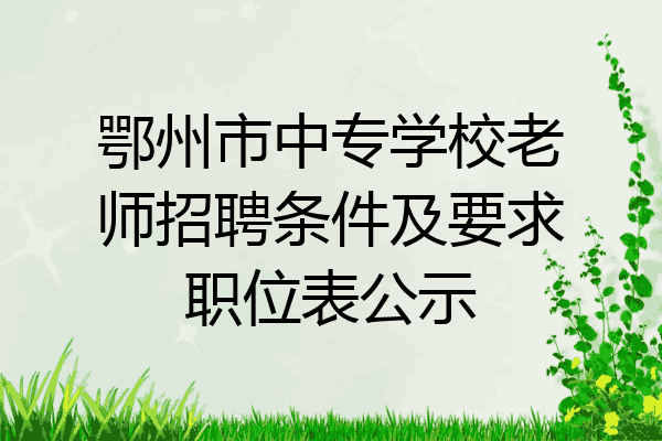 鄂州市中专学校老师招聘条件及要求职位表公示