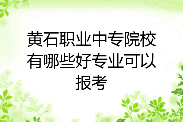 黄石职业中专院校有哪些好专业可以报考