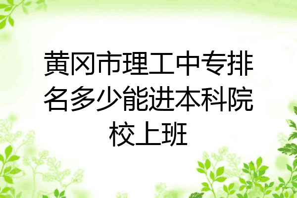 黄冈市理工中专排名多少能进本科院校上班