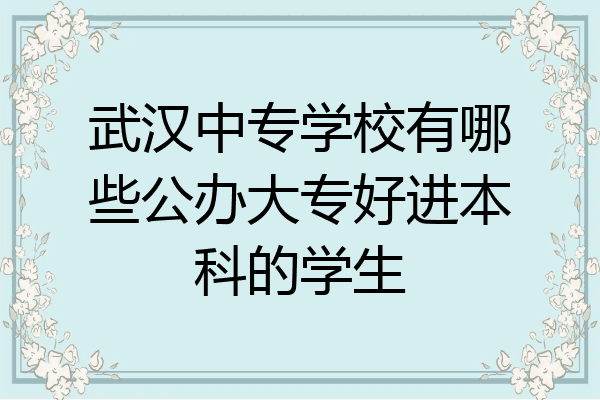 武汉中专学校有哪些公办大专好进本科的学生