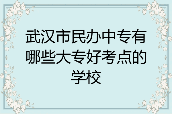 武汉市民办中专有哪些大专好考点的学校