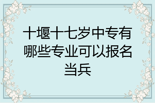 十堰十七岁中专有哪些专业可以报名当兵