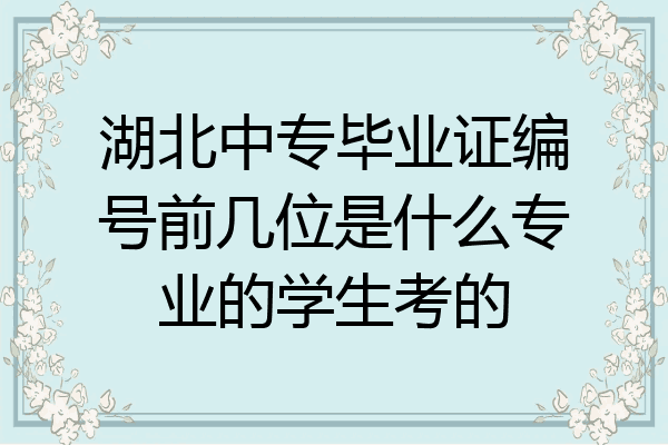 湖北中专毕业证编号前几位是什么专业的学生考的