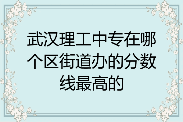 武汉理工中专在哪个区街道办的分数线最高的