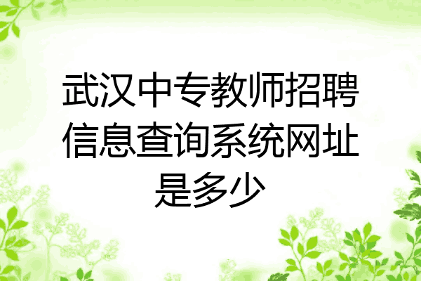武汉中专教师招聘信息查询系统网址是多少