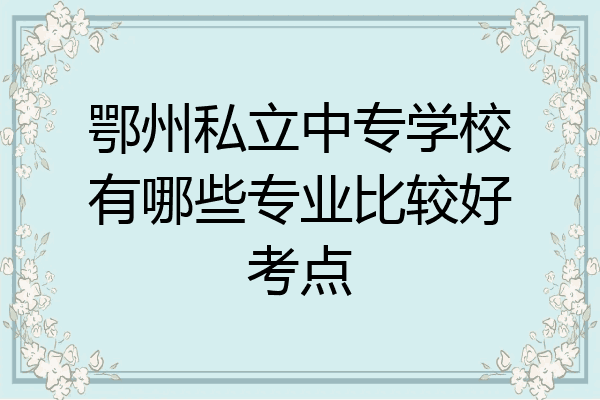 鄂州私立中专学校有哪些专业比较好考点