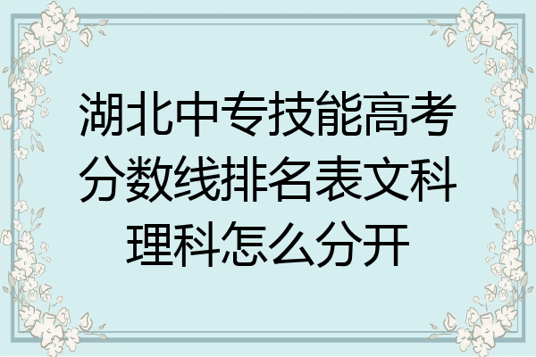 湖北中专技能高考分数线排名表文科理科怎么分开