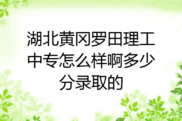 湖北黄冈罗田理工中专怎么样啊多少分录取的