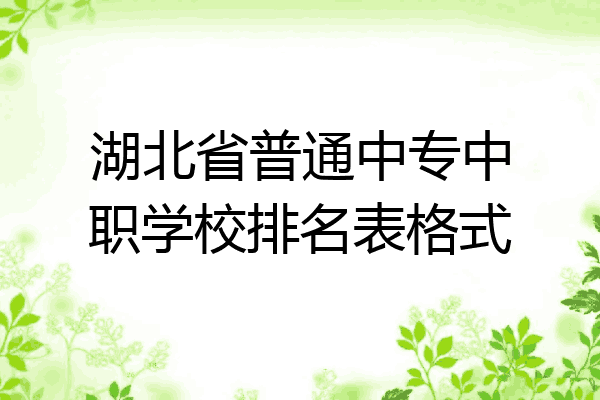 湖北省普通中专中职学校排名表格式